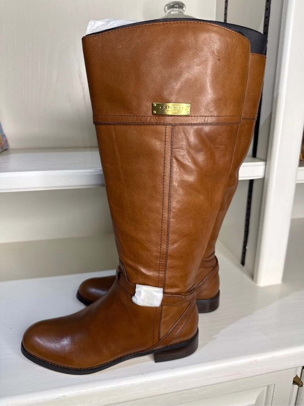 Coach Micha Calf Knee High Boots Size 6 M Chestnut Wide New